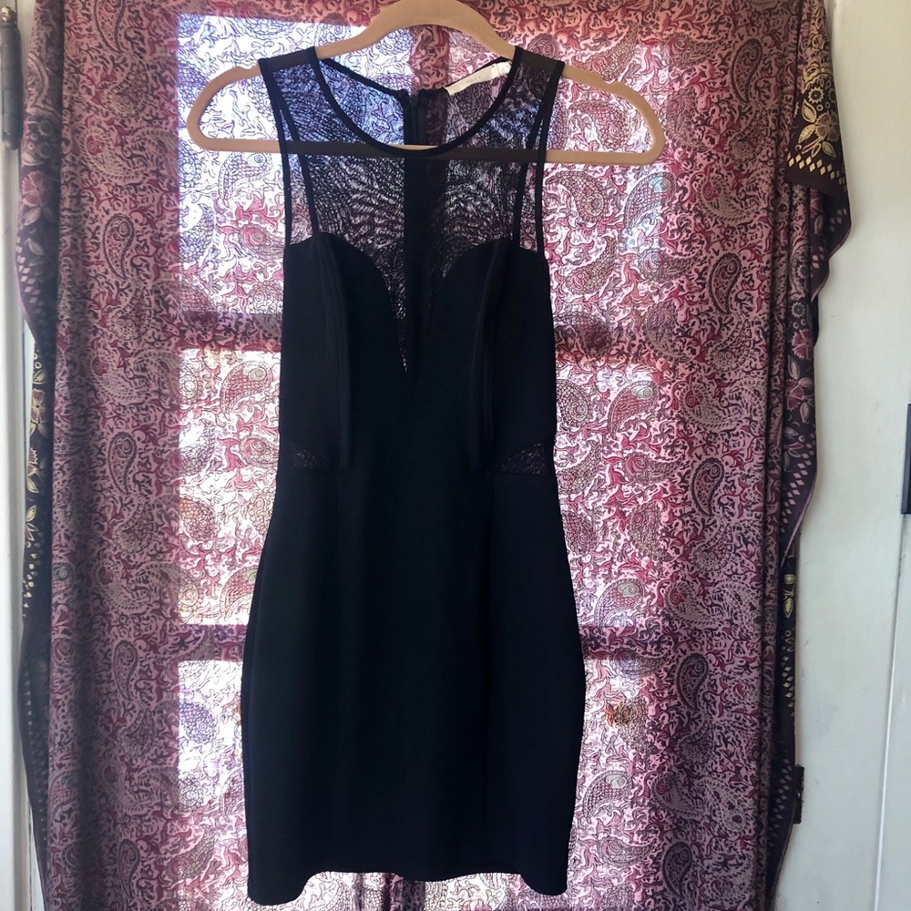 Lush Mesh-Top Mini Dress